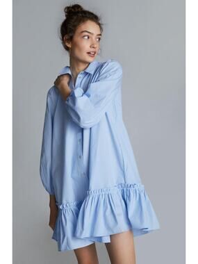 Anthropologie  Sally Blue and White Striped Tunic Dress